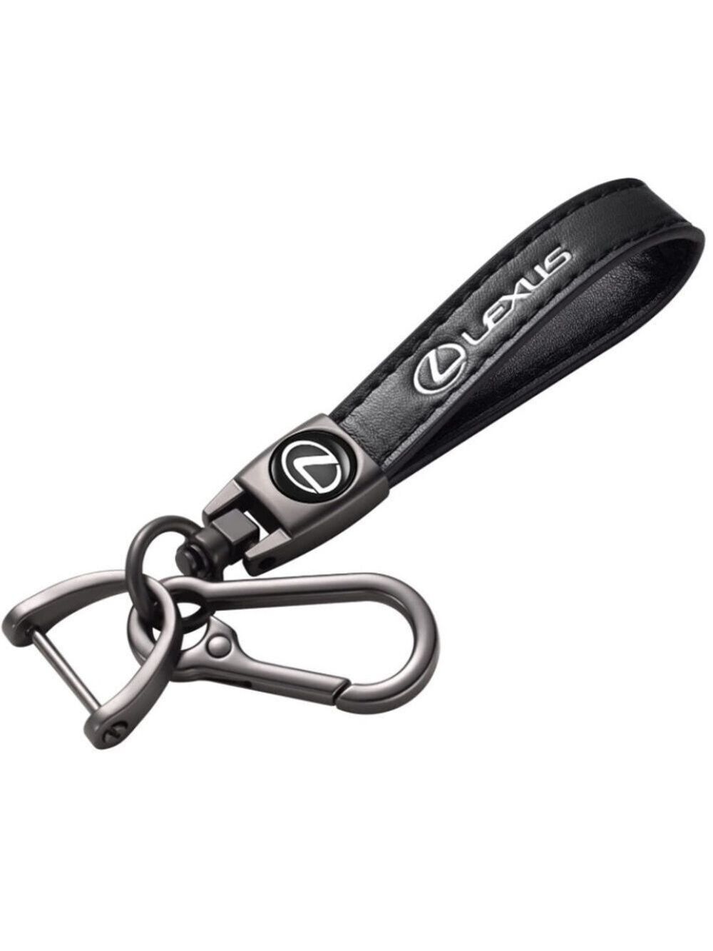 🆕 Lexus Genuine Black Leather Car Keychain Key Chain Fob Ring Holder Accessory